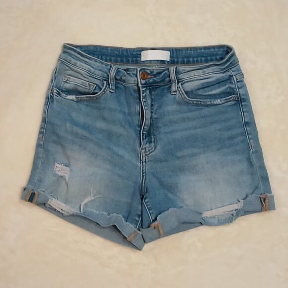 VERVET BY FLYING MONKEY Pants - Vervet Womens Distressed High Waisted Denim Roll Up Cuff Jean Shorts 🌺